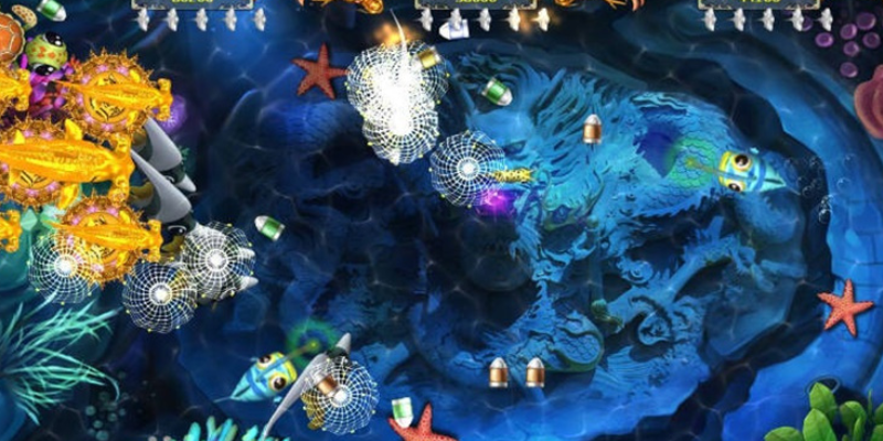 Cảnh bắn cá trong game Bắn Cá Rồng Vàng